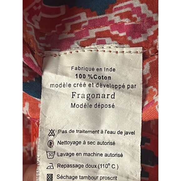 Fragonard Parfumeur T1 Small 3/4 Raglan Sleeve Embroidered Geometric Dress Red - Picture 7 of 7